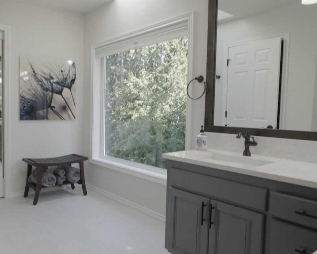 Lake Oswego Bathroom Remodel Tile Floor New Trim nearby Tualatin