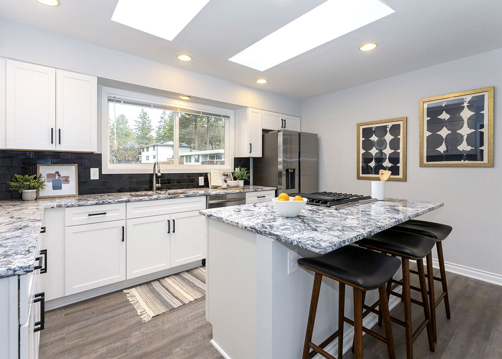 Lake Oswego Kitchen Remodel with extended island countertop