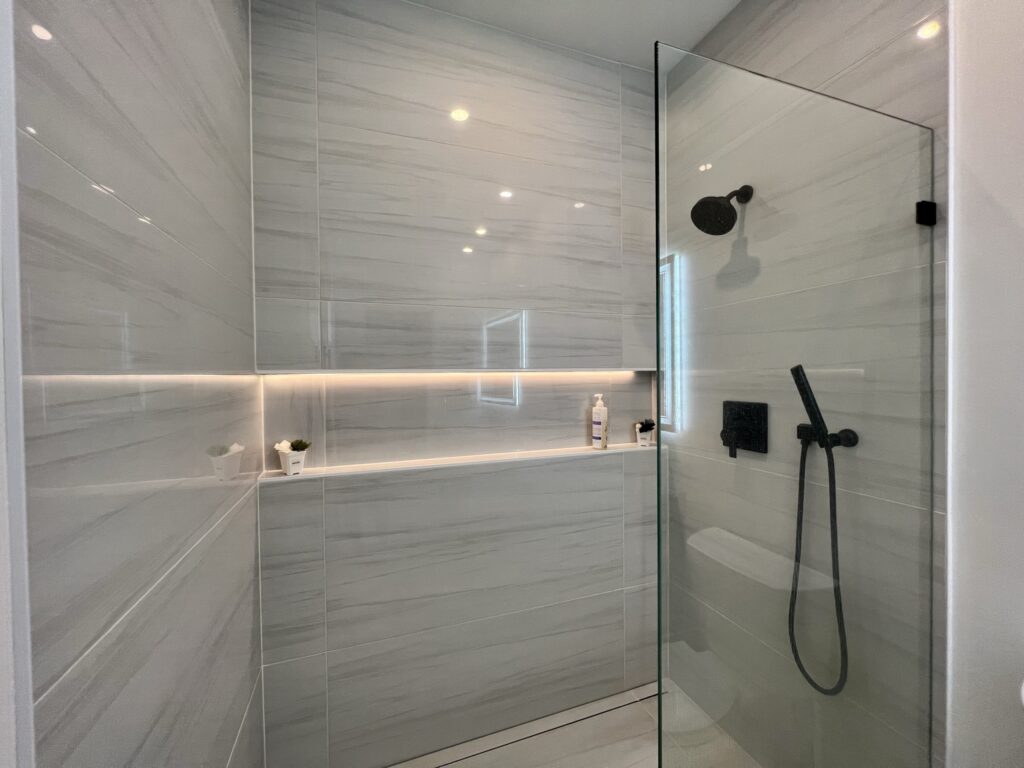 Lake Oswego Bath Remodel with shower niche lighting