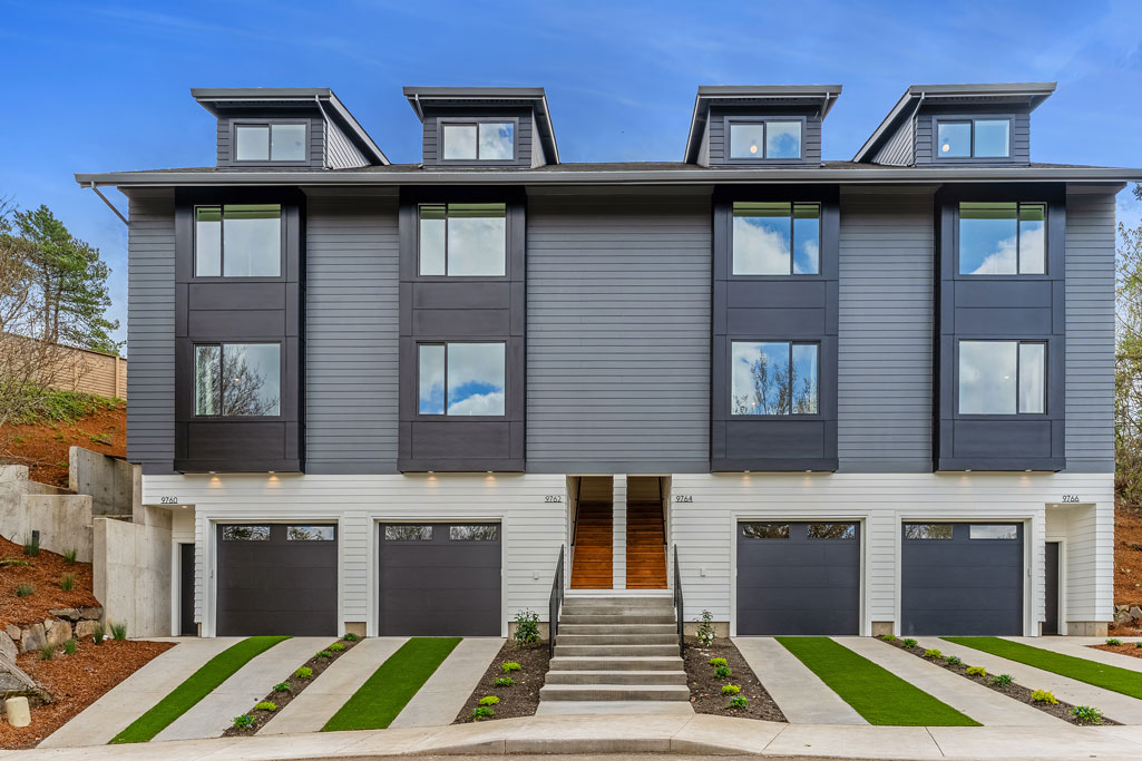 SW Portland Remodeler shows exterior of New Townhome worked on